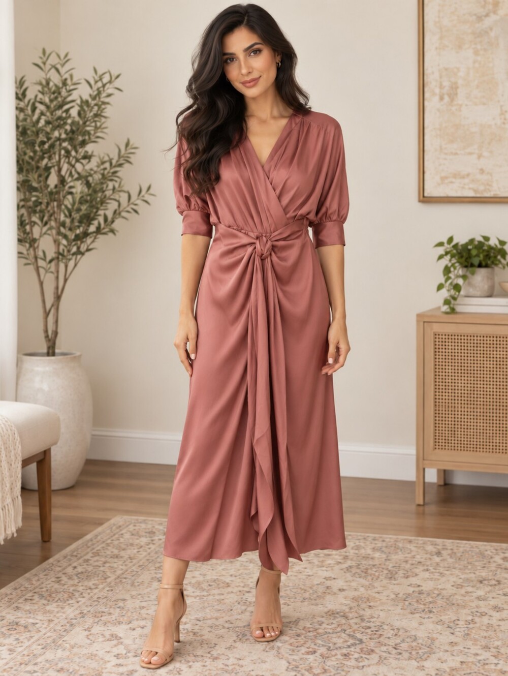 MABLE Midi Maxi Dress Size Small Tie Waist NWOT